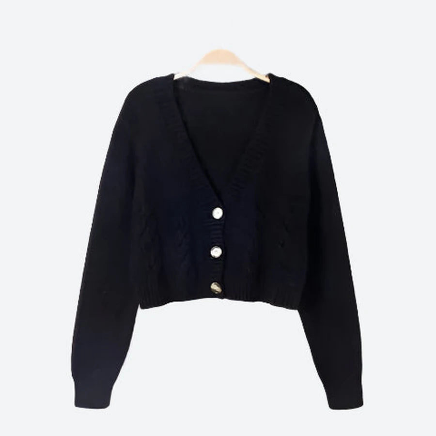 Cozy Cable-Knit Cropped Button Cardigans