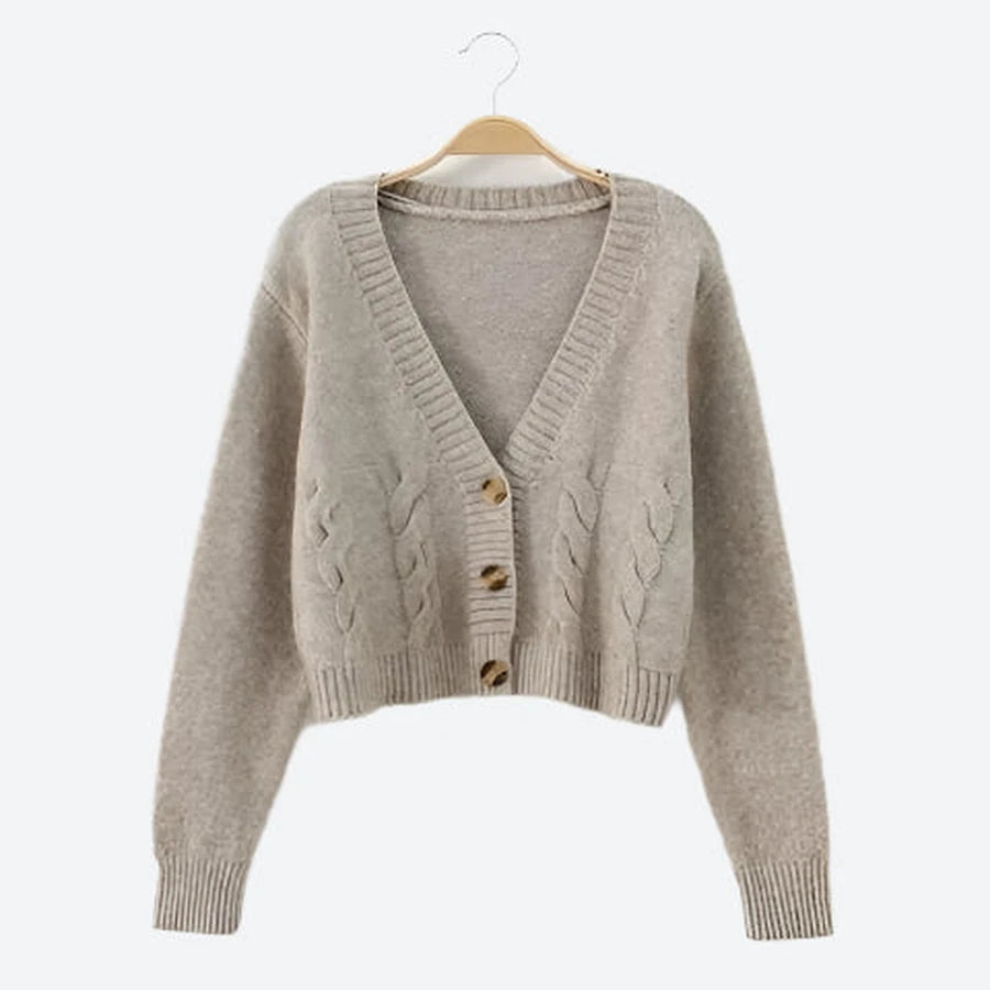 Cozy Cable-Knit Cropped Button Cardigans