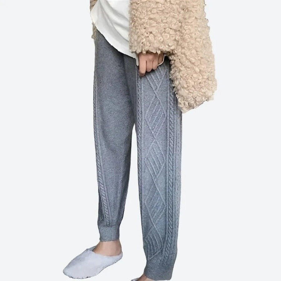 Cozy Knit Pattern Jogger Pants