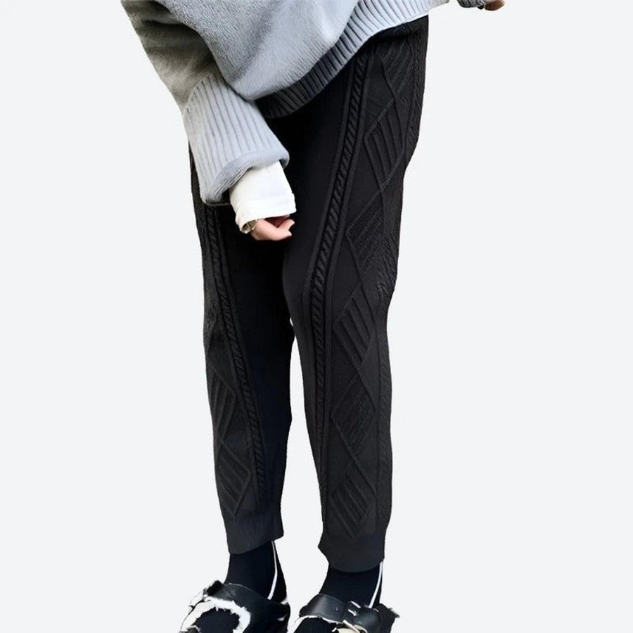 Cozy Knit Pattern Jogger Pants