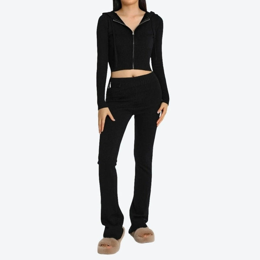 Cozy Knitted Zip-Up Loungewear Set