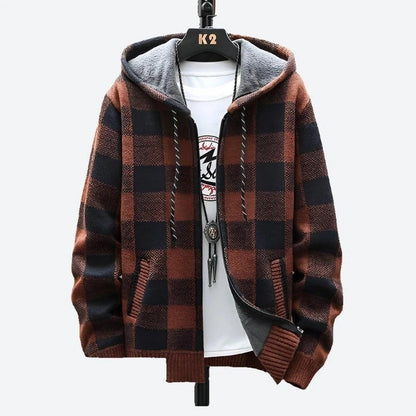 Cozy Plaid Zipper Hooded Jackets