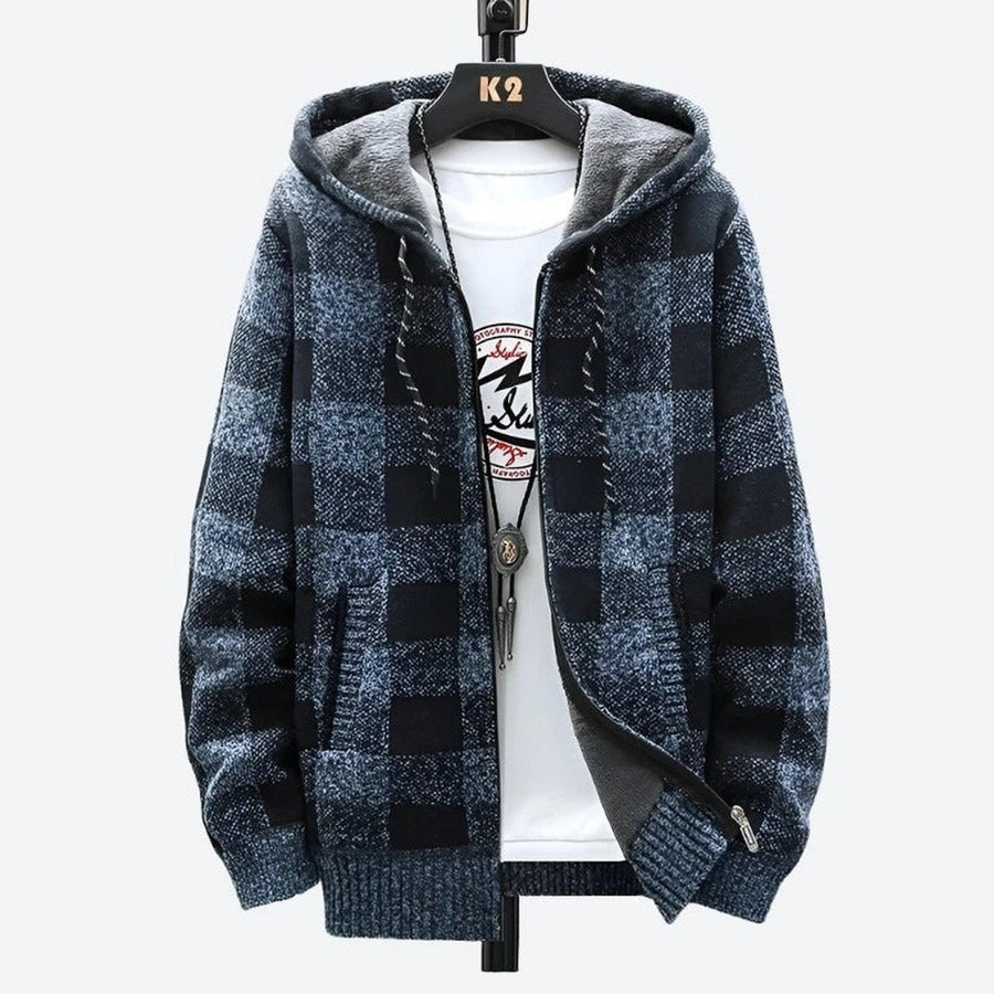 Cozy Plaid Zipper Hooded Jackets