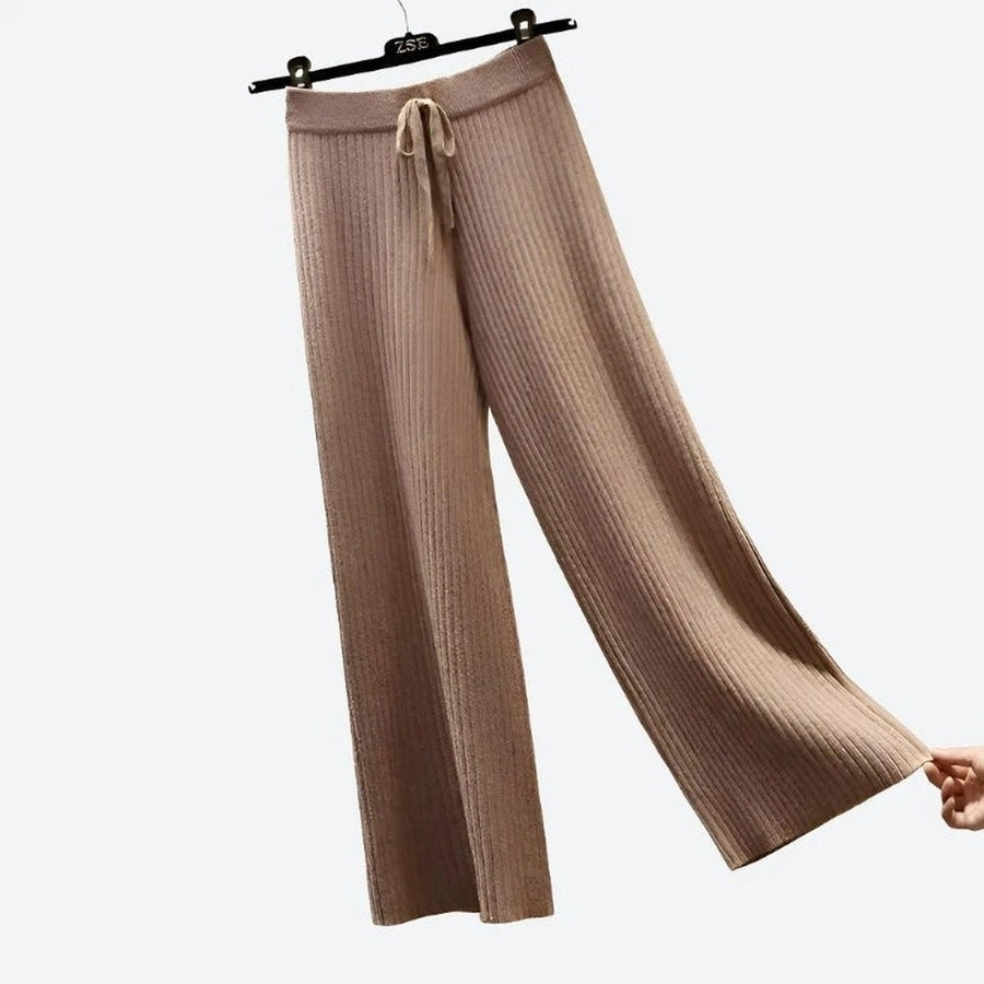 Cozy Wide-Leg Knit Lounge Pants