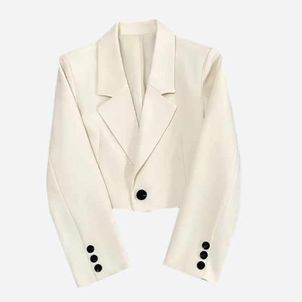 Cropped Tailored Blazer with Button Detail