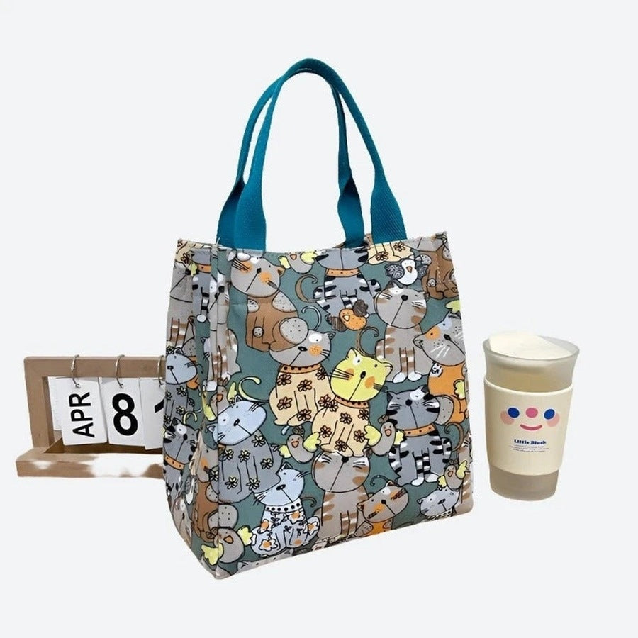 Cute Cat Print Tote Bags