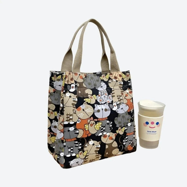 Cute Cat Print Tote Bags