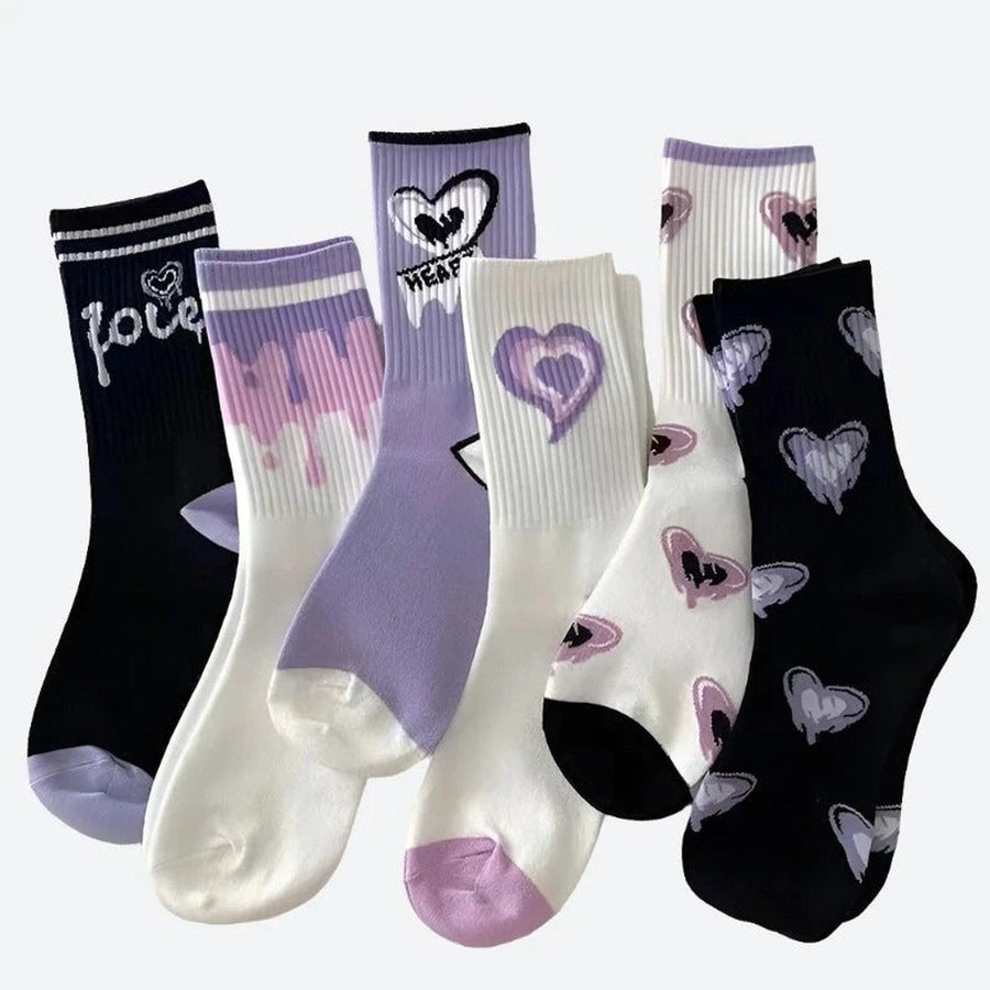 Cute Heart Pattern Crew Socks