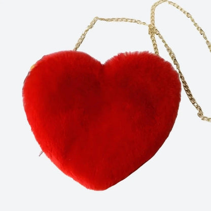 Cute Plush Heart-Shaped Crossbody Bags