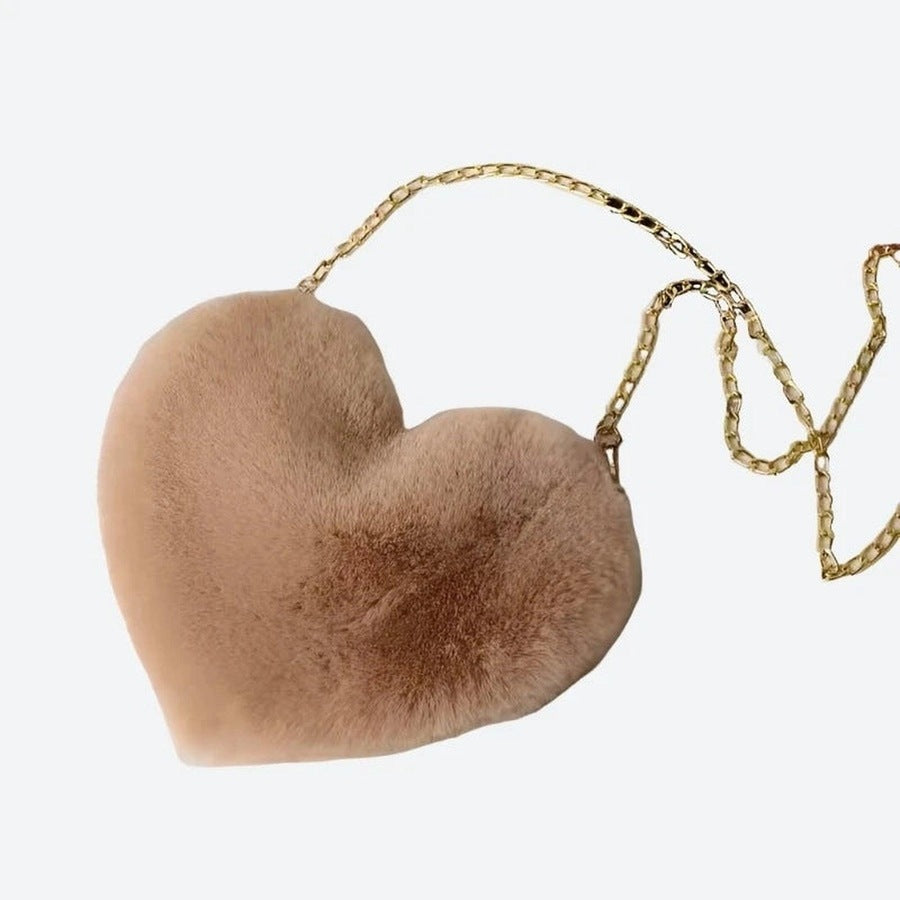 Cute Plush Heart-Shaped Crossbody Bags