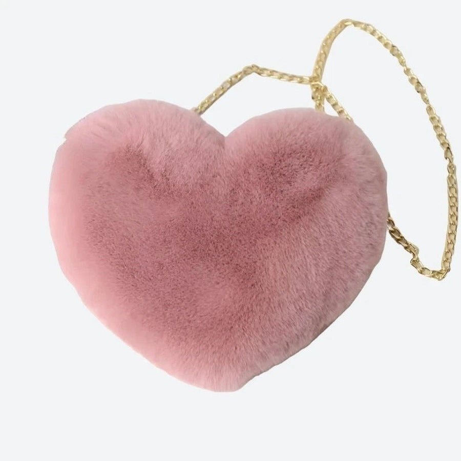 Cute Plush Heart-Shaped Crossbody Bags