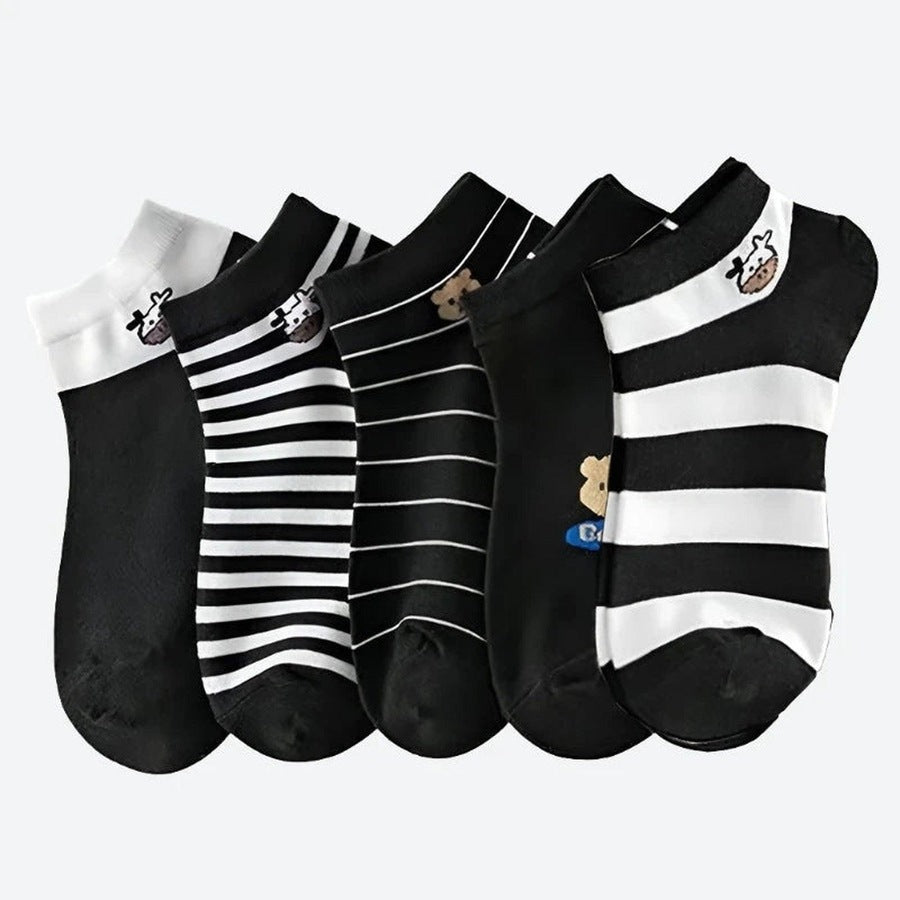 Cute Striped Ankle Socks Set