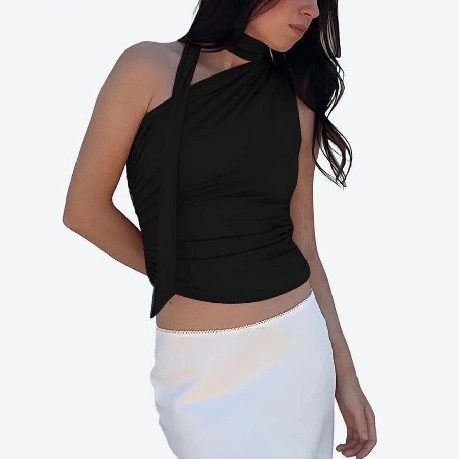 Elegant Asymmetrical Halter Neck Tops