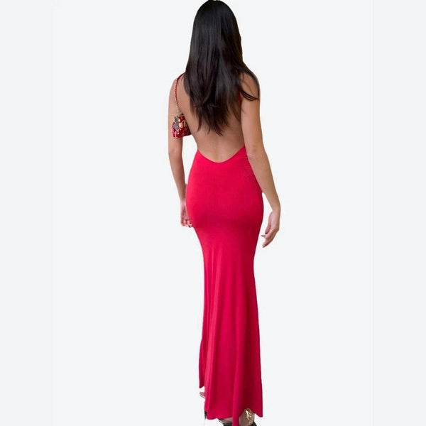 Elegant Backless Slim-Fit Maxi Dresses