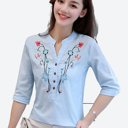 Elegant Embroidered Floral Blouses