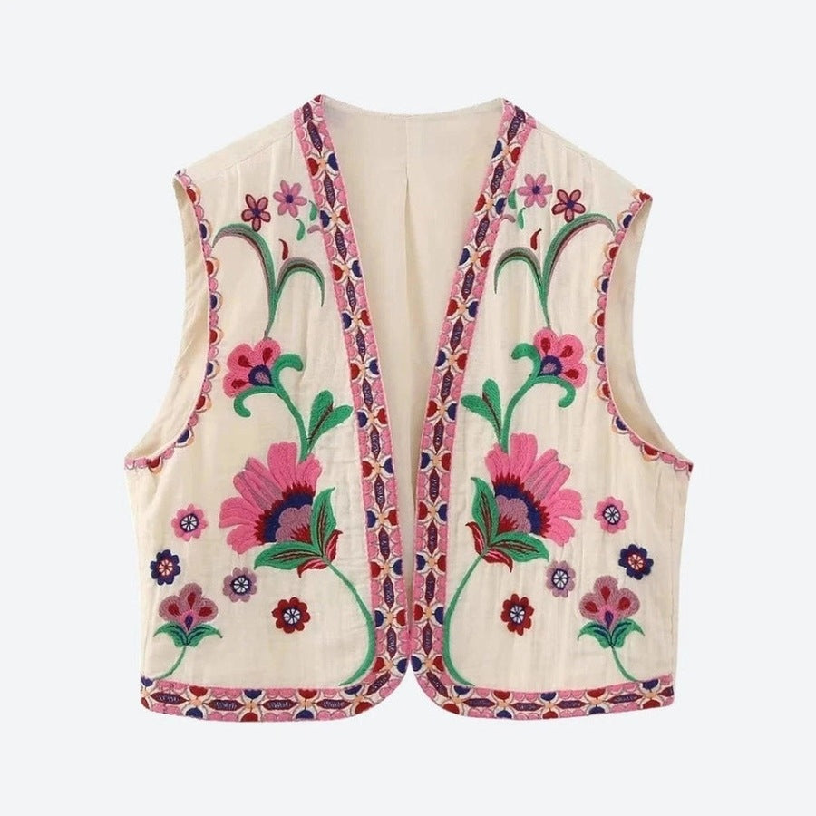 Elegant Floral Embroidered Vests