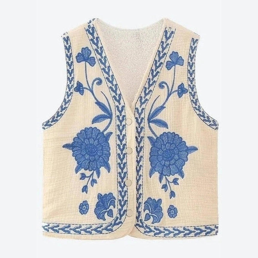 Elegant Floral Embroidered Vests