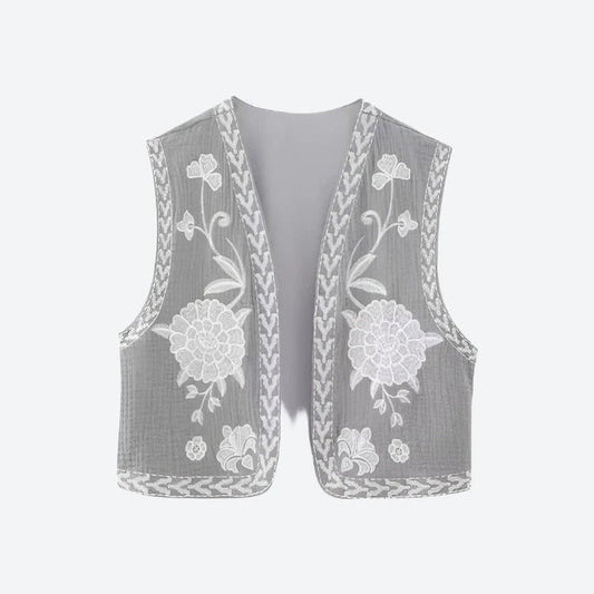 Elegant Floral Embroidered Vests