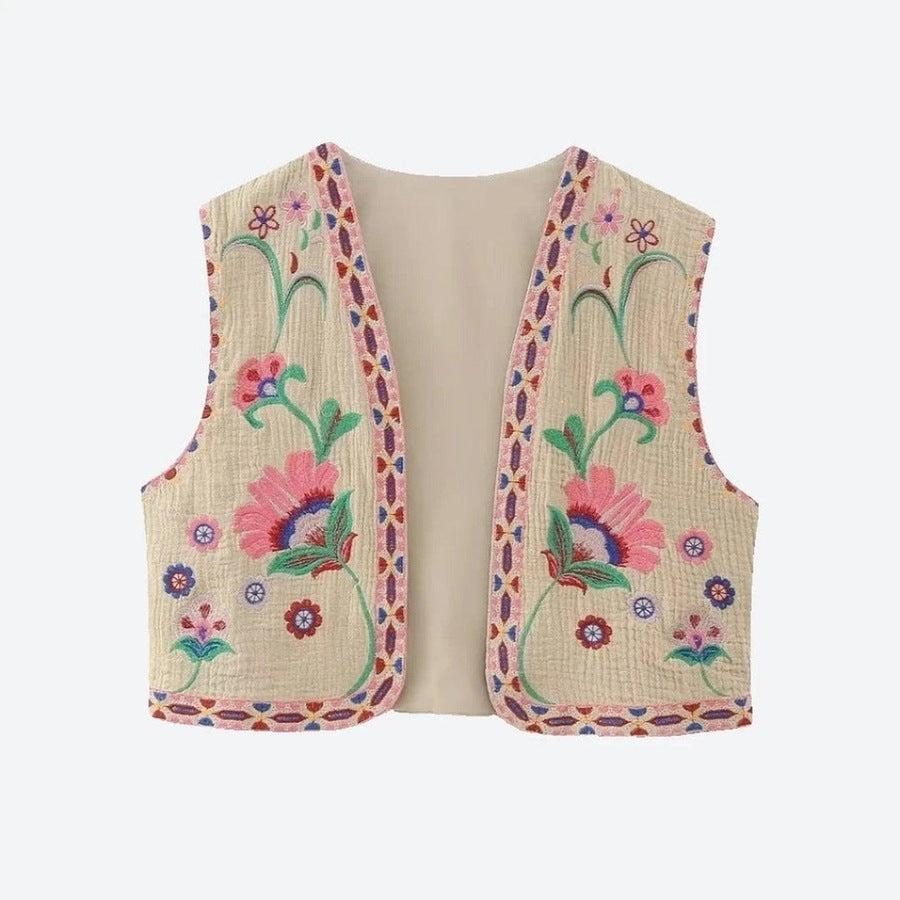 Elegant Floral Embroidered Vests