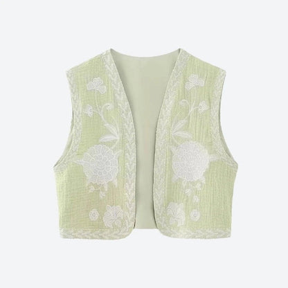 Elegant Floral Embroidered Vests