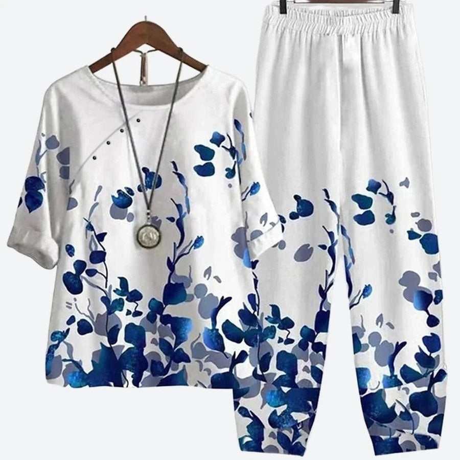 Elegant Floral Print Casual Set