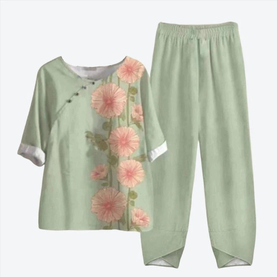 Elegant Floral Print Casual Set