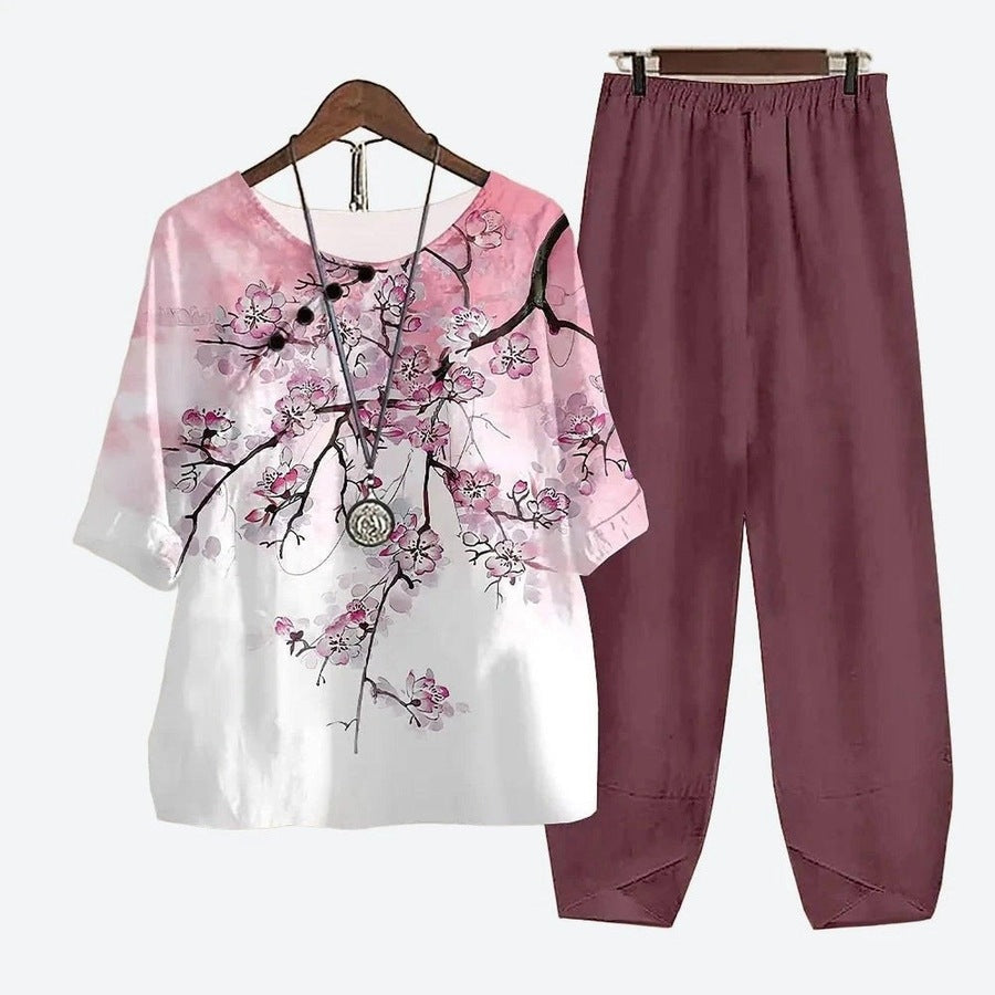 Elegant Floral Print Lounge Set