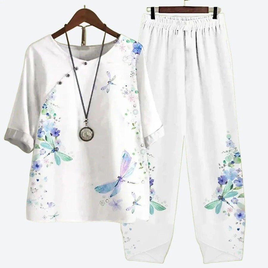 Elegant Floral Print Lounge Set