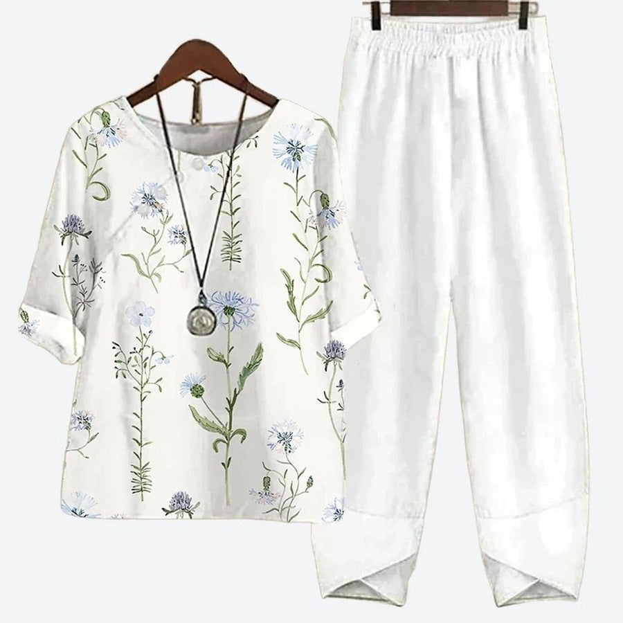 Elegant Floral Print Lounge Set