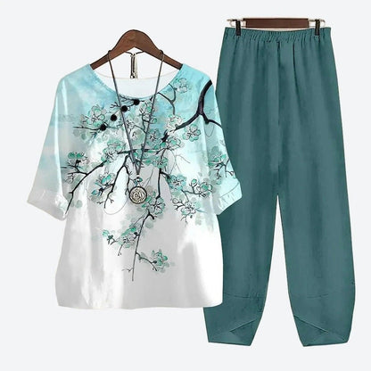 Elegant Floral Print Lounge Set