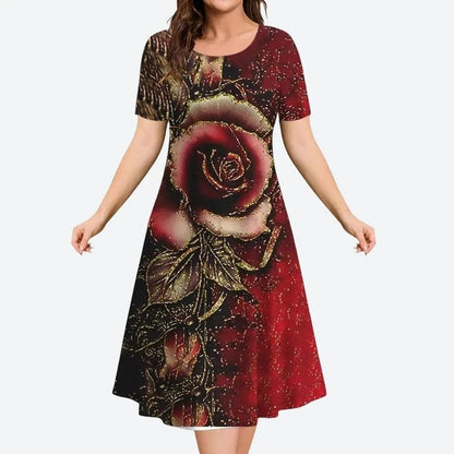 Elegant Floral Print Midi Dresses