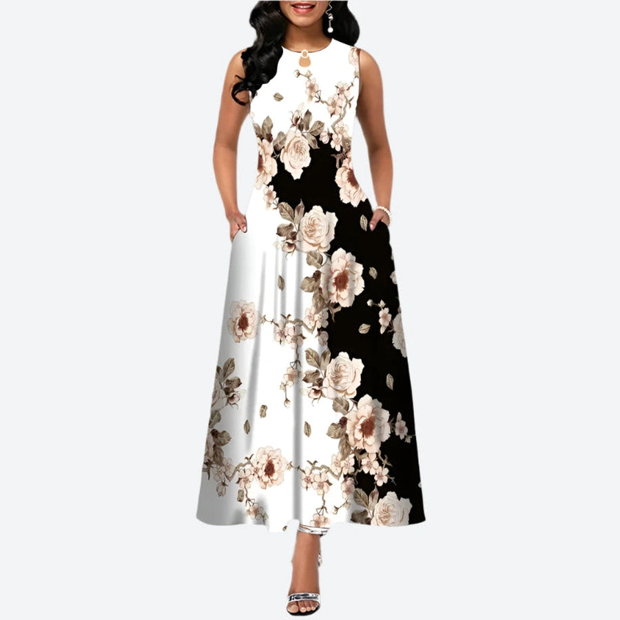 Elegant Floral Sleeveless Maxi Dresses