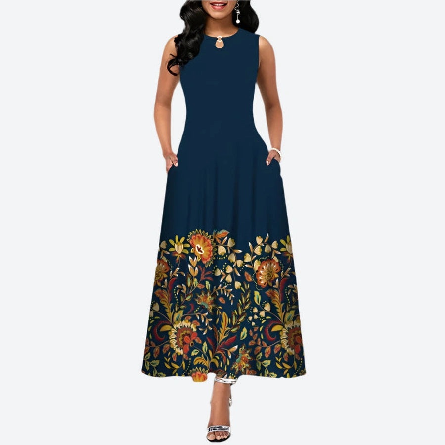 Elegant Floral Sleeveless Maxi Dresses