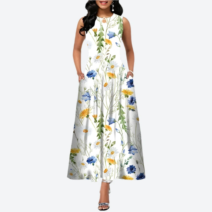 Elegant Floral Sleeveless Maxi Dresses