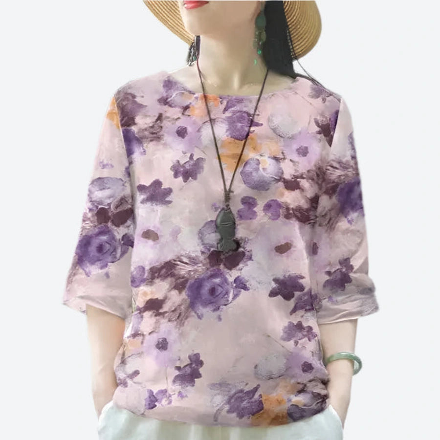 Elegant Floral Watercolor Print Blouses