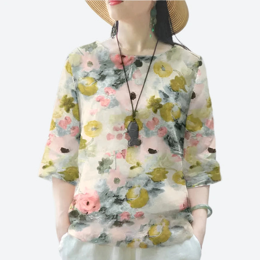 Elegant Floral Watercolor Print Blouses