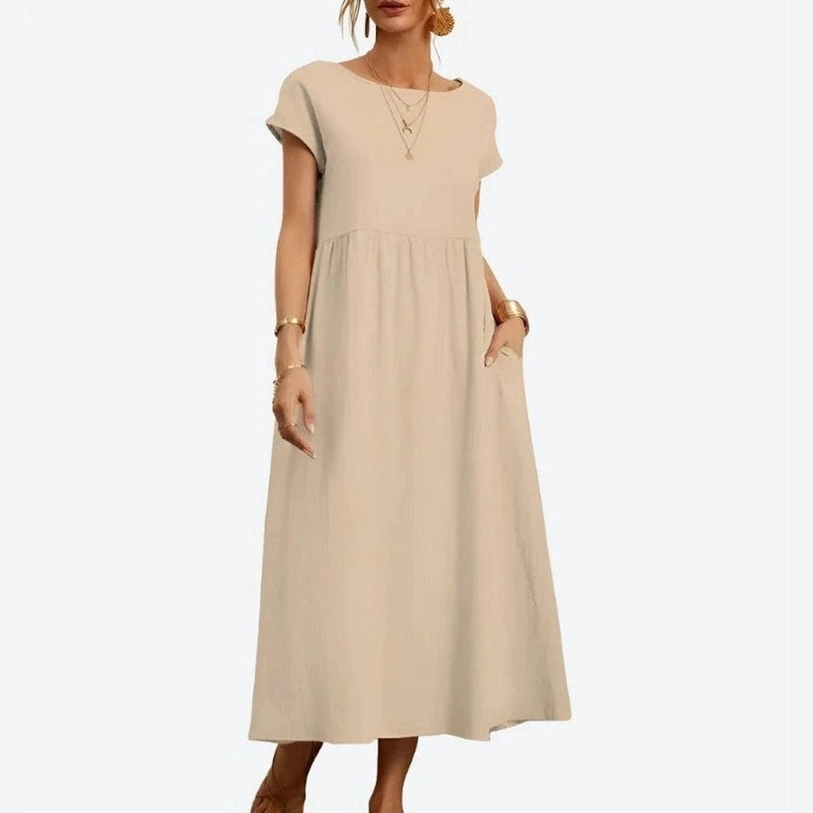 Elegant Flowing Short-Sleeve Maxi Dresses