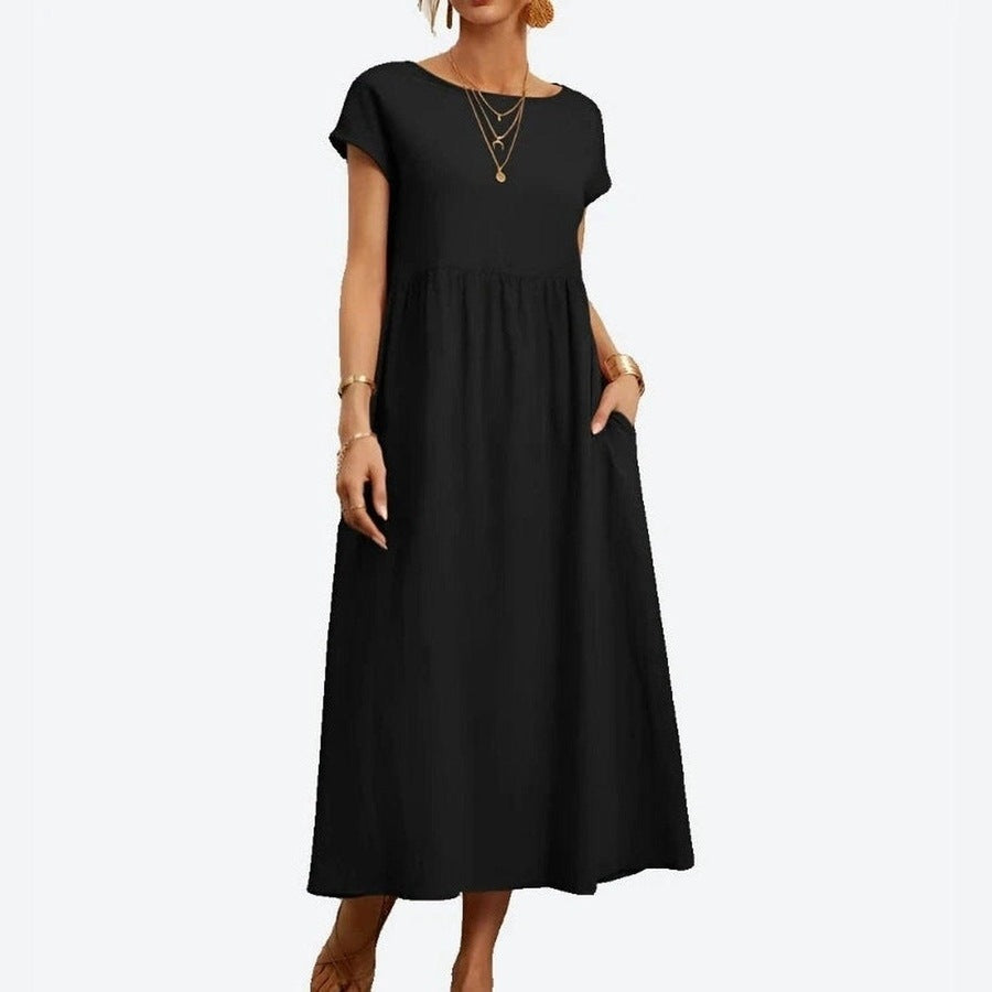 Elegant Flowing Short-Sleeve Maxi Dresses