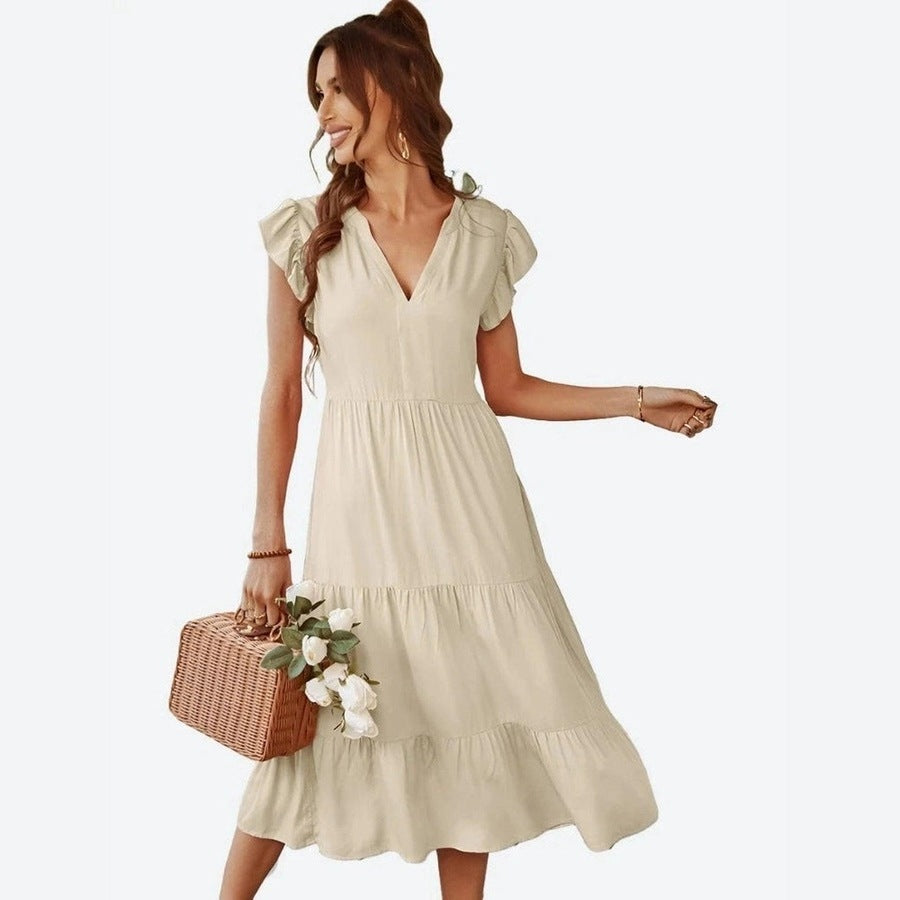 Elegant Flowy V-Neck Midi Dresses