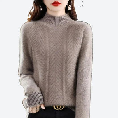 Elegant High-Neck Cable Knit Sweaters