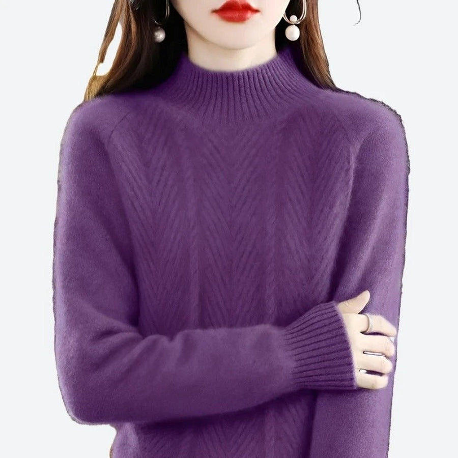 Elegant High-Neck Cable Knit Sweaters