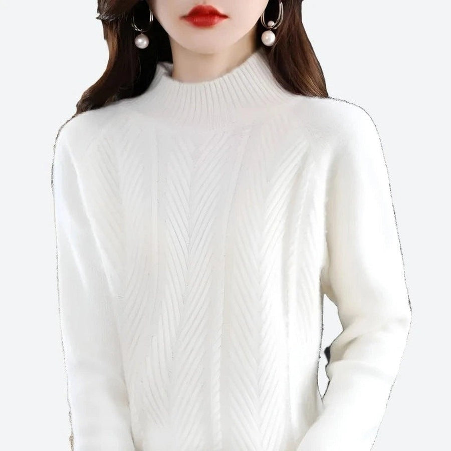 Elegant High-Neck Cable Knit Sweaters