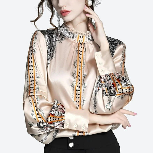 Elegant High-Neck Satin Blouses