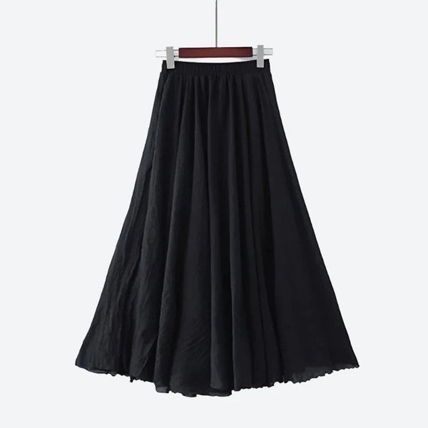 Elegant High-Waist Flared Midi Skirts