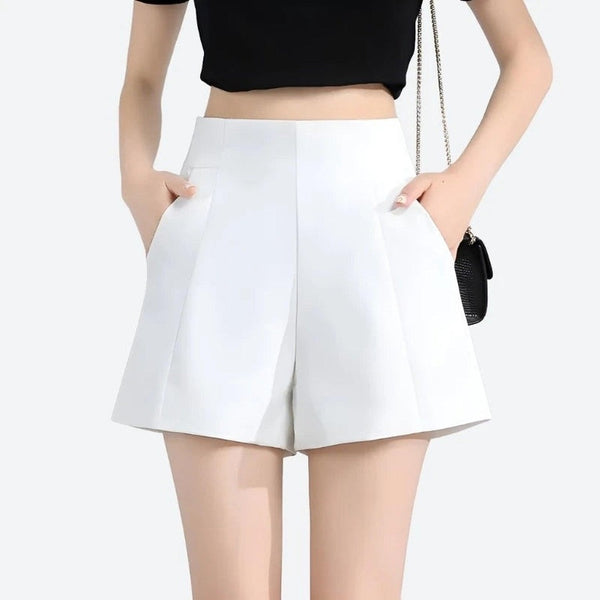 Elegant High-Waist Pleated Dress Shorts