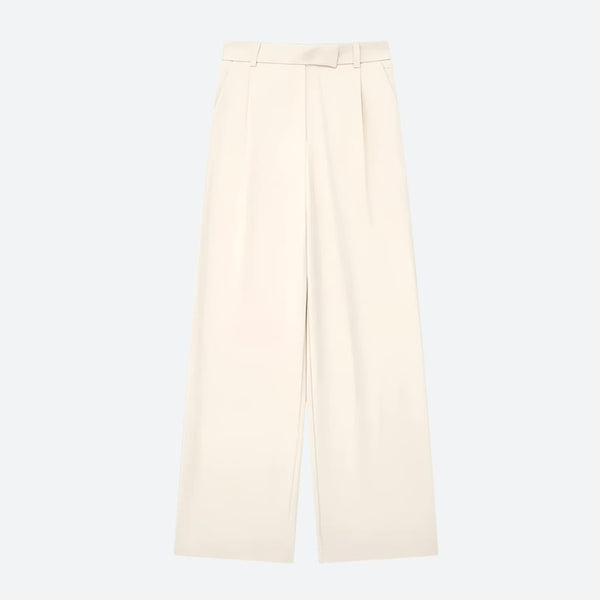 Elegant High-Waist Pleated Wide-Leg Trousers