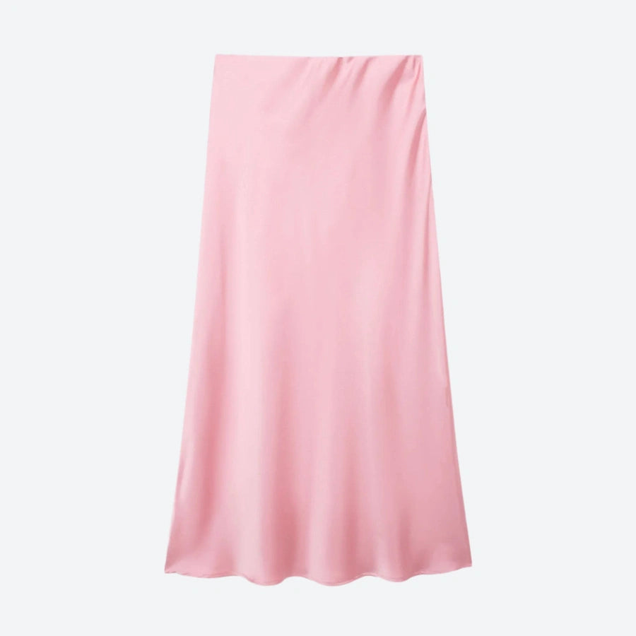 Elegant High-Waist Satin Maxi Skirts