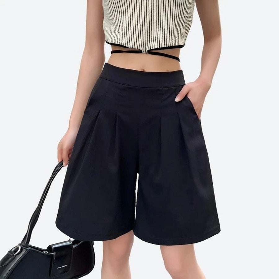 Elegant High-Waisted Pleated Shorts