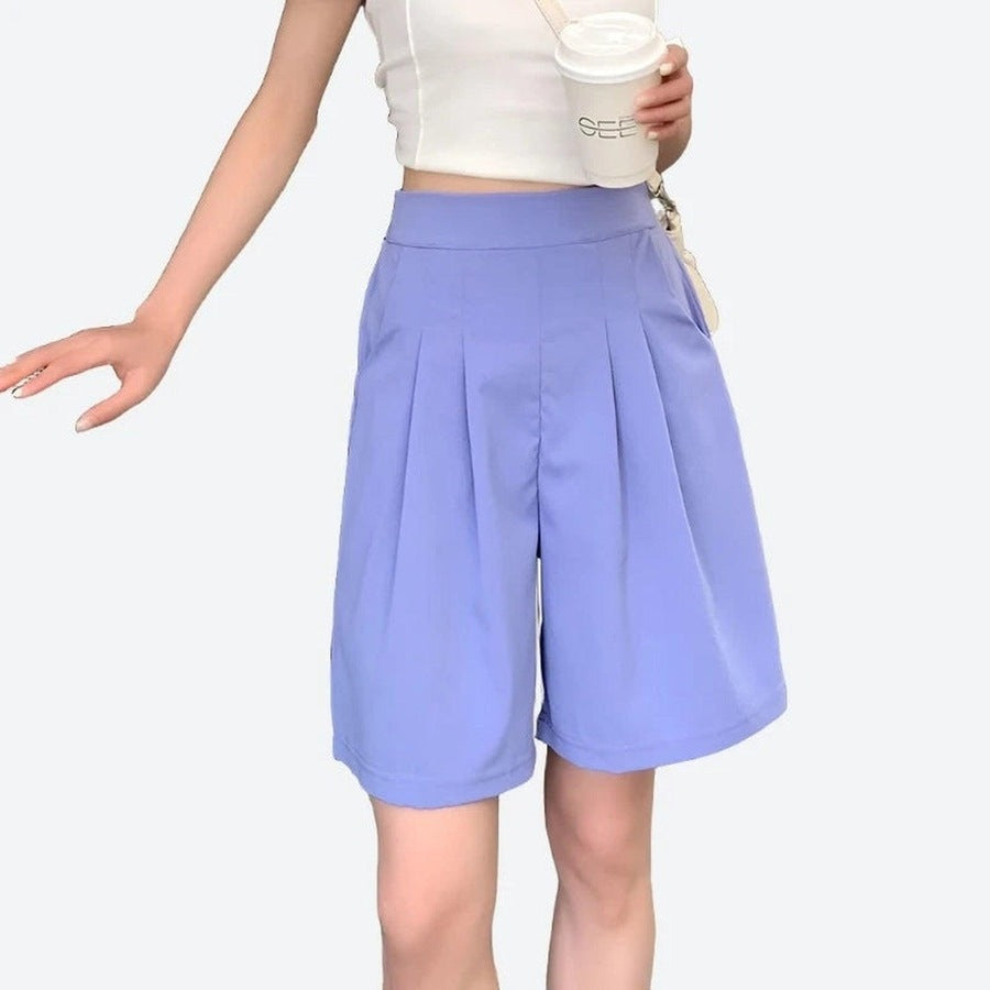 Elegant High-Waisted Pleated Shorts