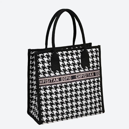 Elegant Houndstooth Patterned Tote Bags